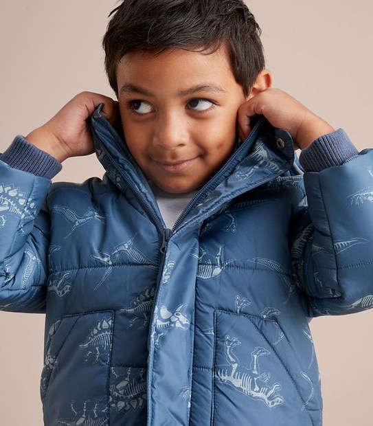 Hooded Puffer Print Jacket