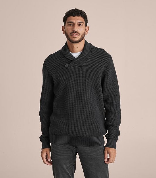 Waffle Shawl Neck Knit Jumper
