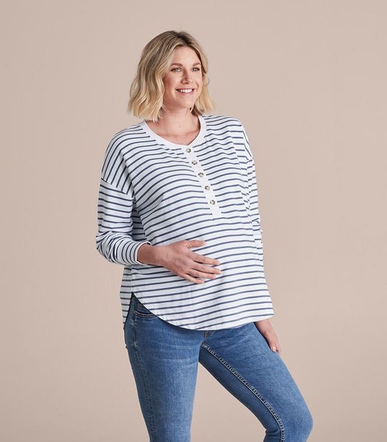 Maternity Long Sleeve Henley T-Shirt