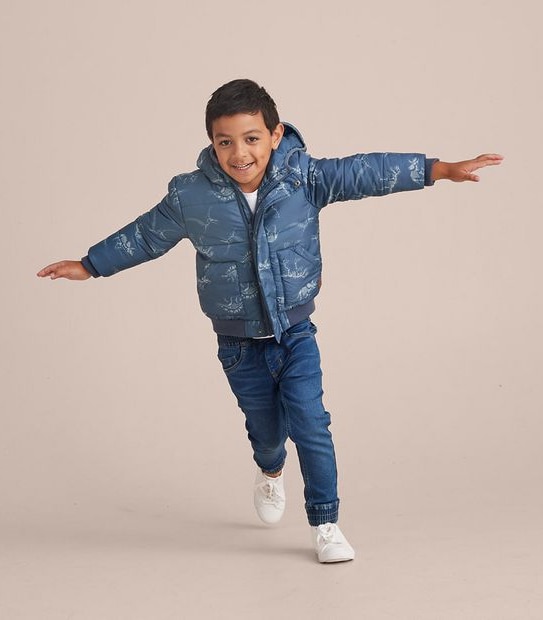 Hooded Puffer Print Jacket