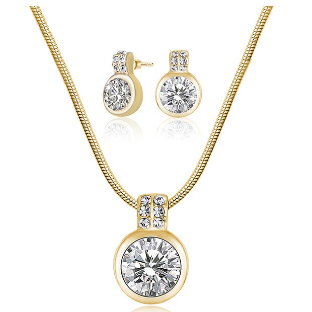 Mestigé Pendant & Earring Set With Swarovski® Crystals - Gold Mestigé Pendant & Earring Set With Swarovski® Crystals - Gold