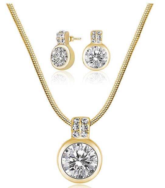 Mestigé Pendant & Earring Set With Swarovski&reg; Crystals - Gold