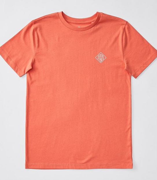 Organic Cotton Good Vibes Print T-shirt - Orange