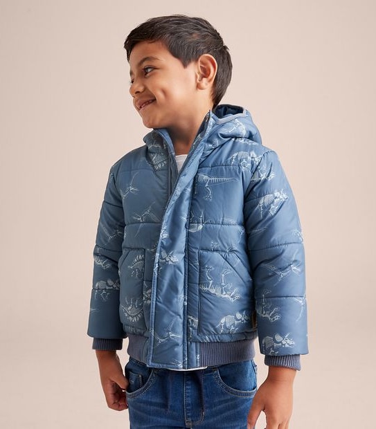 Hooded Puffer Print Jacket