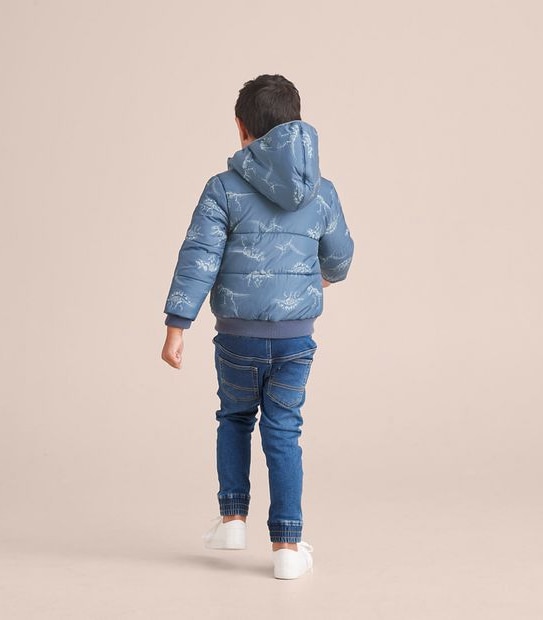 Hooded Puffer Print Jacket