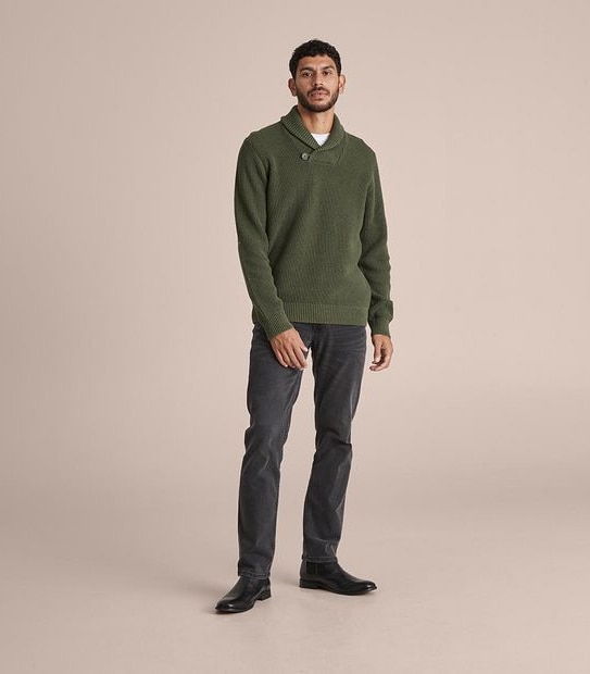 Waffle Shawl Neck Knit Jumper