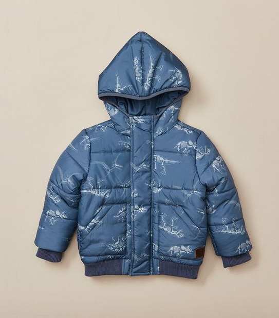 Hooded Puffer Print Jacket