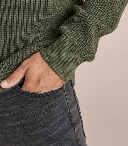 Waffle Shawl Neck Knit Jumper