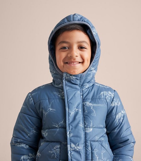 Hooded Puffer Print Jacket