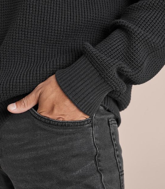 Waffle Shawl Neck Knit Jumper