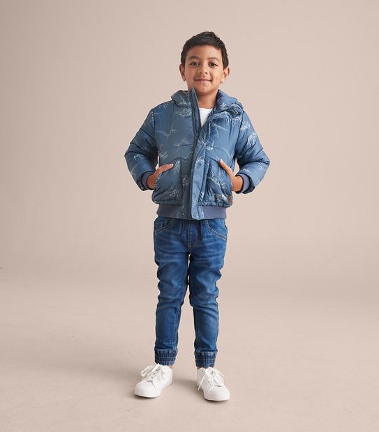 Hooded Puffer Print Jacket
