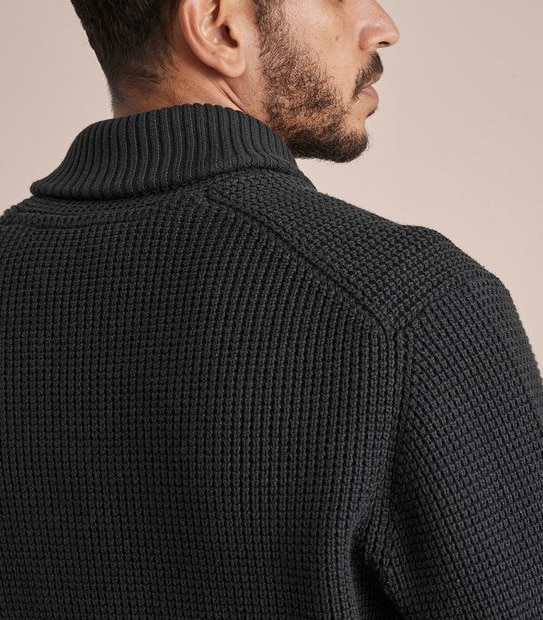 Waffle Shawl Neck Knit Jumper