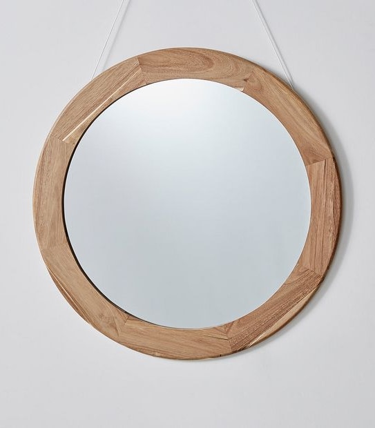 Round Acacia Wood Mirror