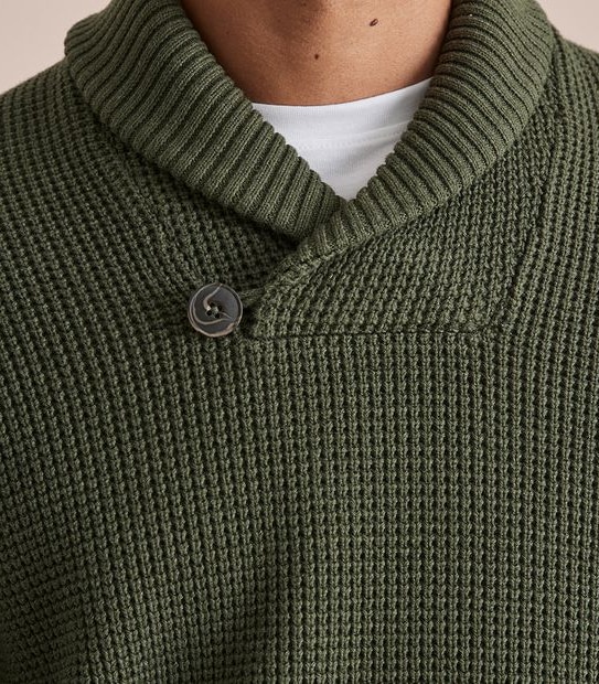 Waffle Shawl Neck Knit Jumper