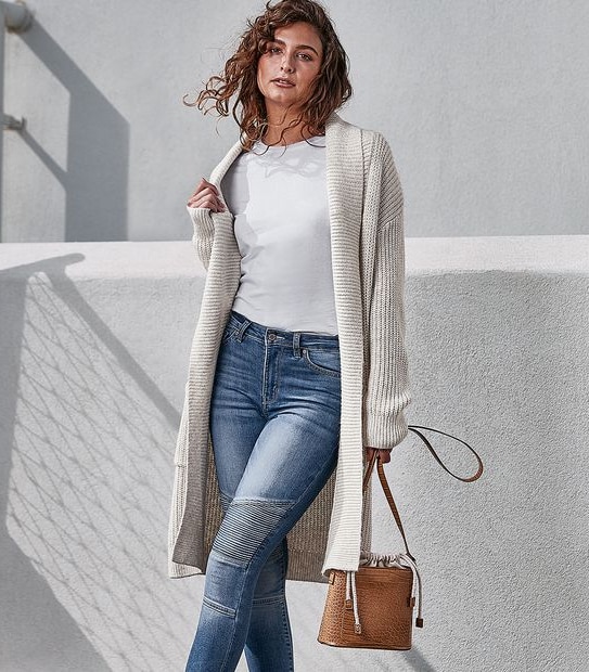 Fisherman Ribbed Cardigan - Oatmeal Brown