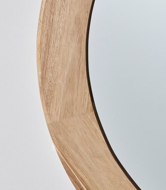 Round Acacia Wood Mirror