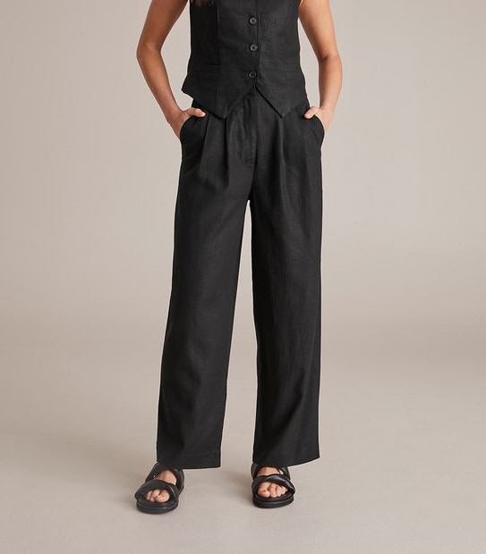 Lily Loves Linen Blend Wide Leg Trousers