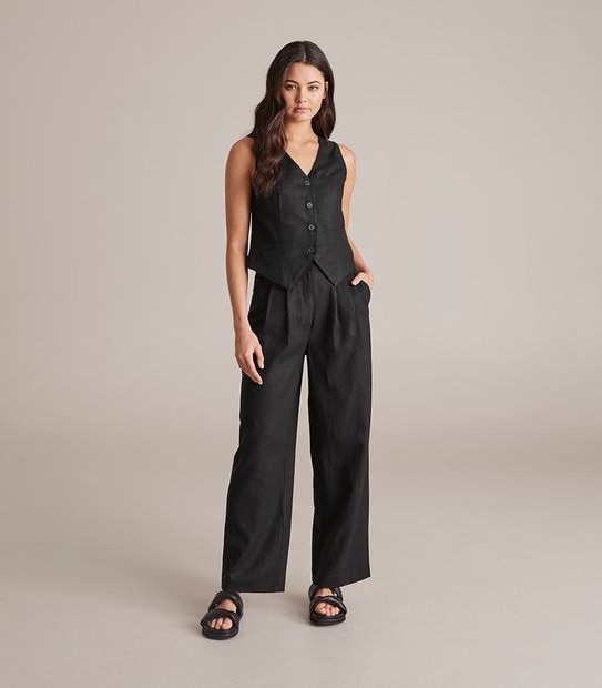 Lily Loves Linen Blend Wide Leg Trousers