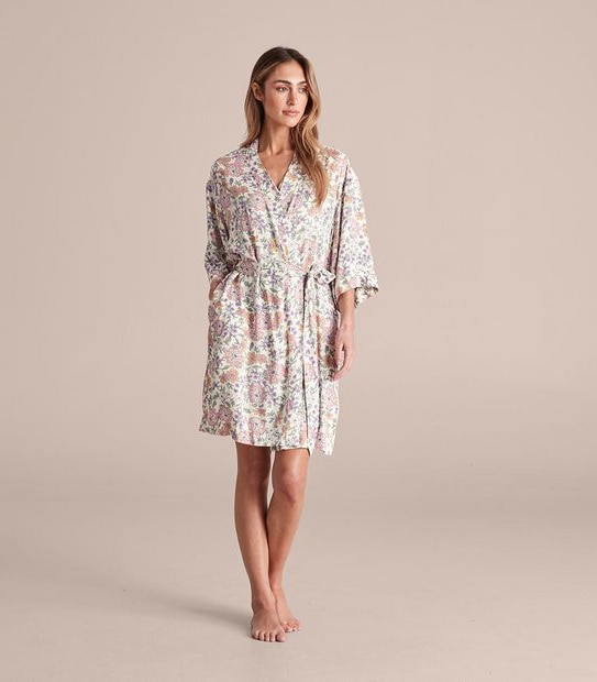 Woven Viscose Satin Kimono