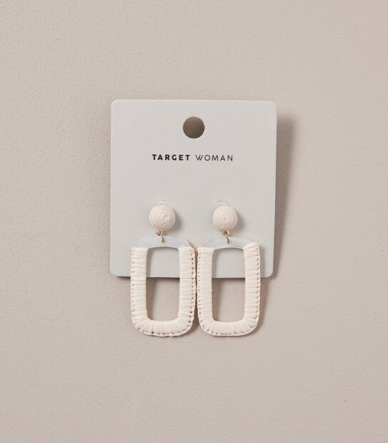 Rectangle Wrapped Earrings - Neutral