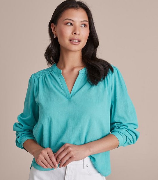Shirred Yoke Grandad Shirt
