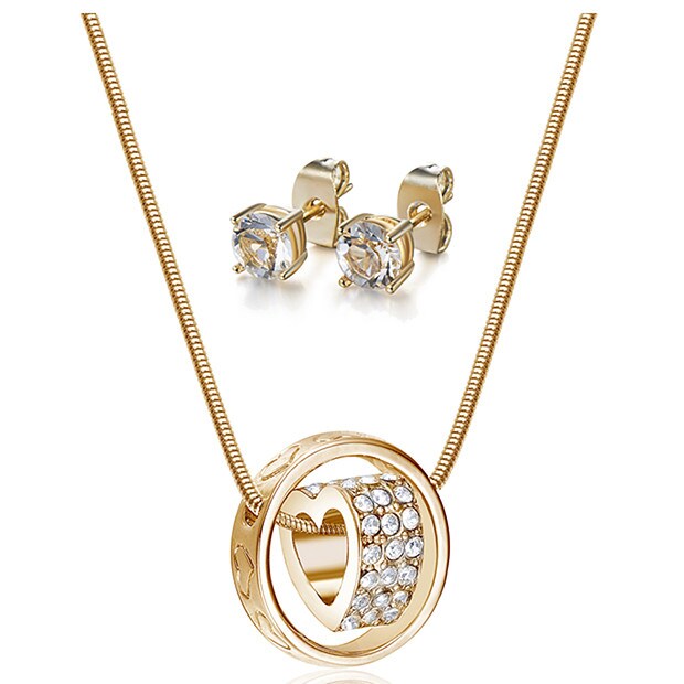 Mestigé Necklace & Earring Set With Swarovski® Crystals - Gold Mestigé Necklace & Earring Set With Swarovski® Crystals - Gold