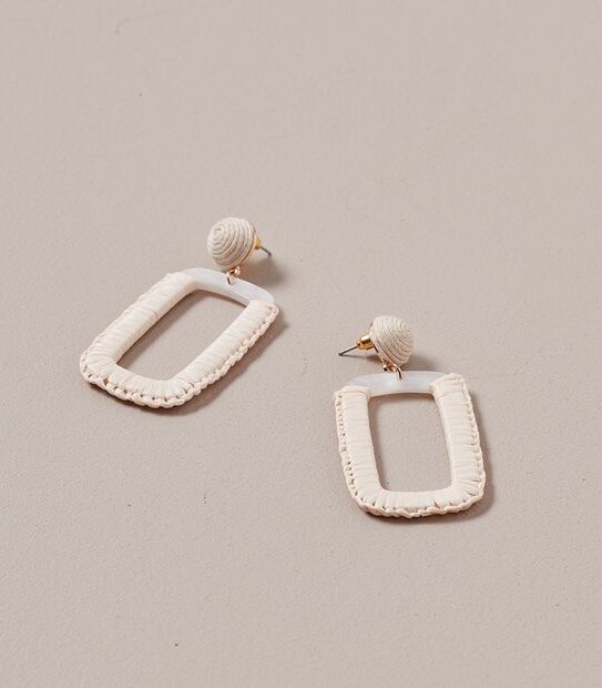 Rectangle Wrapped Earrings - Neutral