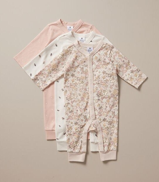 3 Pack Baby Organic Cotton Snap Coveralls