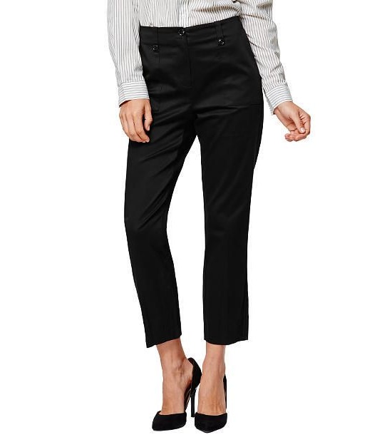 Cropped Sateen Pants - Black