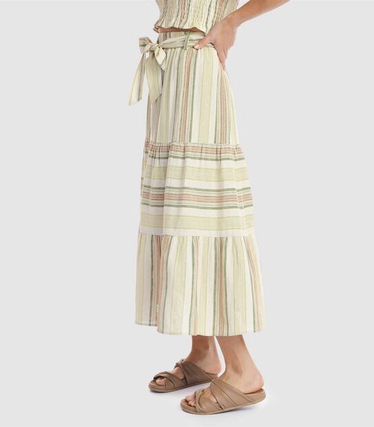 Piping Hot Tiered Midi Skirt