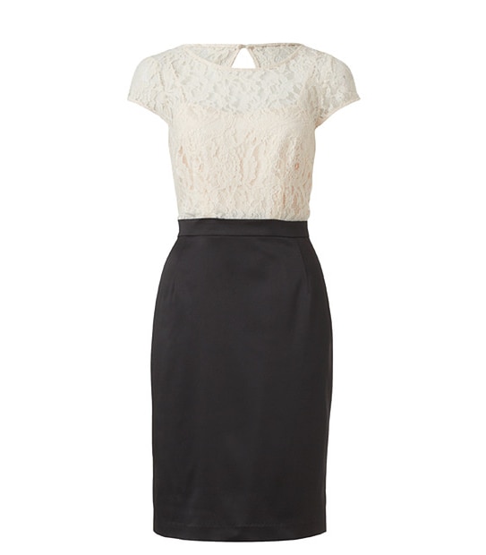 Limited Editions Lace Bodice Satin Dress - Champagne + Black