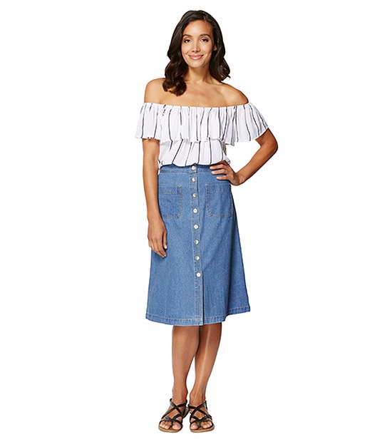Chambray A-line Skirt
