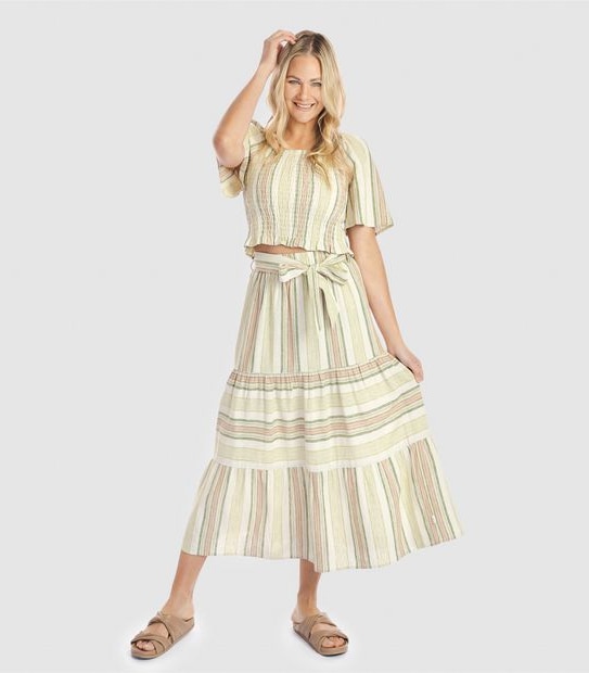 Piping Hot Tiered Midi Skirt