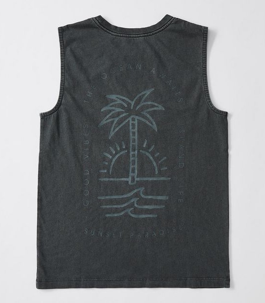 Washed Out Paradise Print Tank - Black
