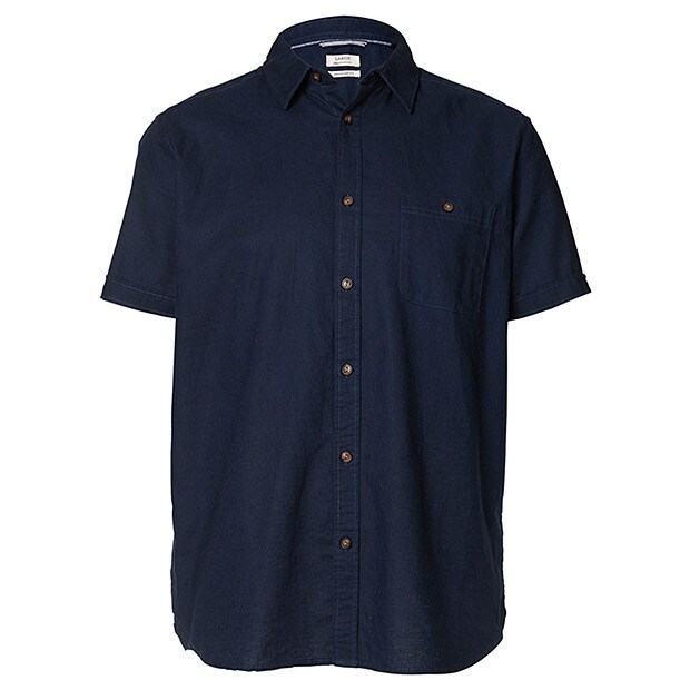 Men's Short Sleeve Linen Shirt - Navy 