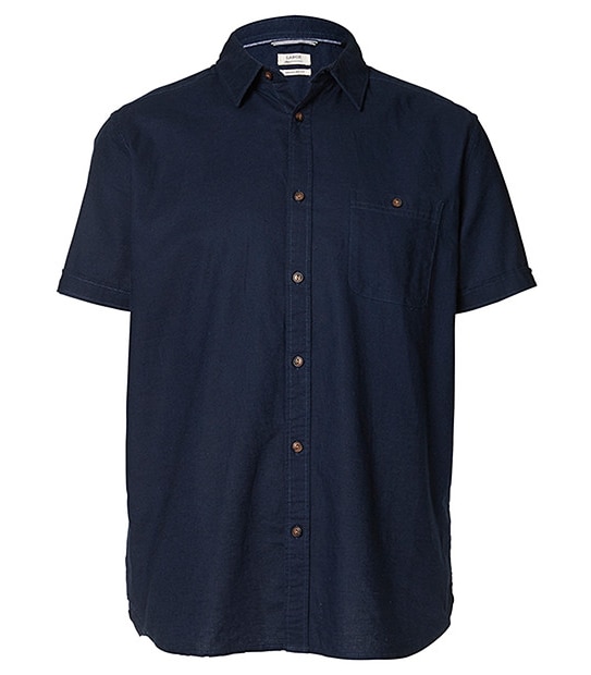 Men's Short Sleeve Linen Shirt - Navy