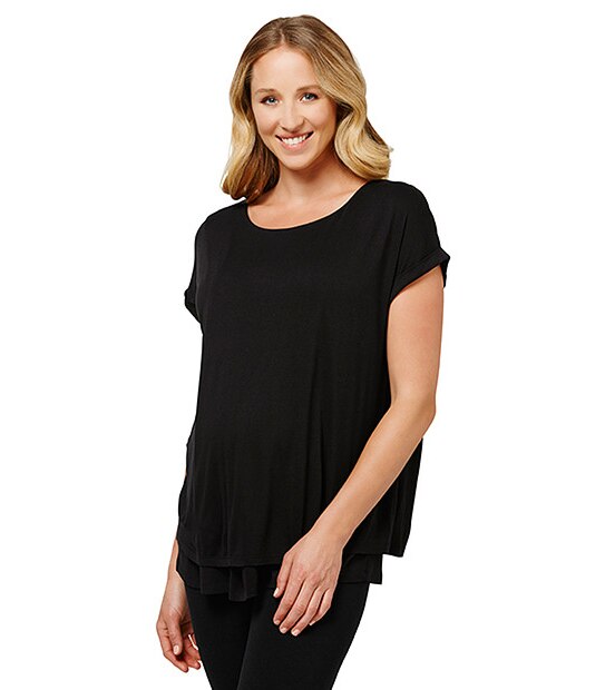 Maternity Layered Nursing Top - Black