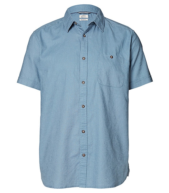 Men's Short Sleeve Linen Shirt - Blue