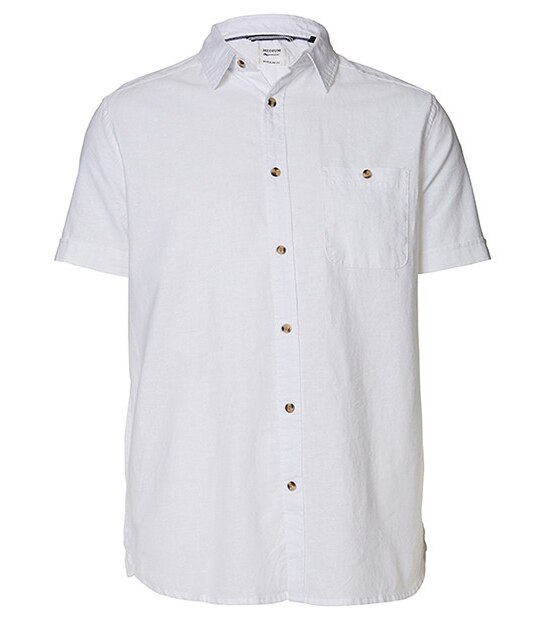Short Sleeve Linen Shirt - White