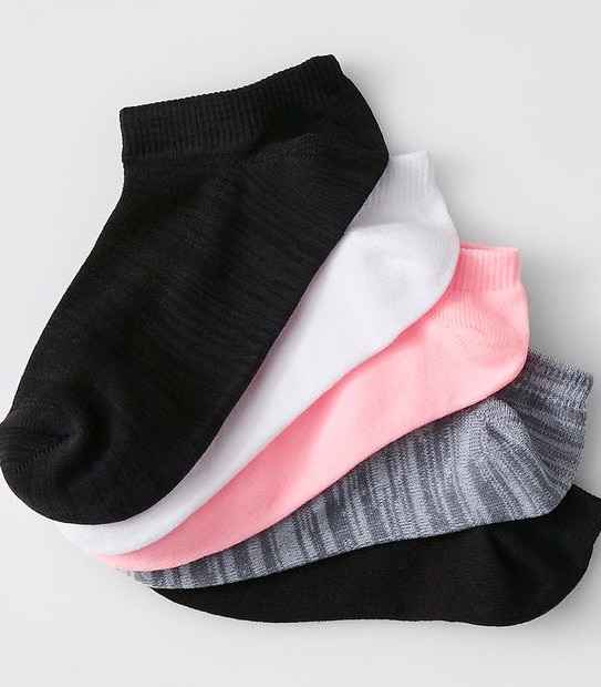 Underworks 5 Pack Low Cut Secret Socks - Grey/Black/Pink
