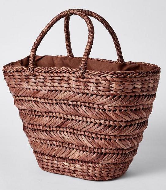 Woven Straw Basket Tote Bag - Bitter Chocolate