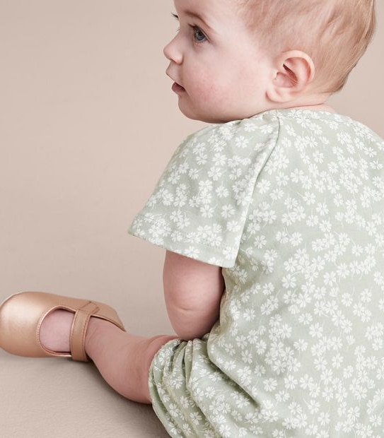 Baby Organic Cotton Jersey Floral Romper
