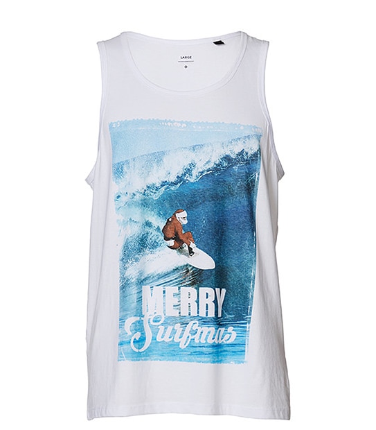 Men's Surfing Santa Tank Top - White