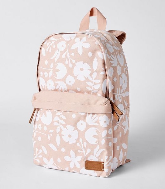 Round Top Canvas Backpack - Blush Flowers