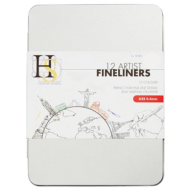 Hunter Studio 12 Pack Coloured Artist Fineliners Hunter Studio 12 Pack Coloured Artist Fineliners