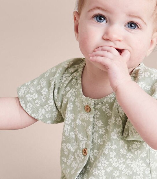 Baby Organic Cotton Jersey Floral Romper