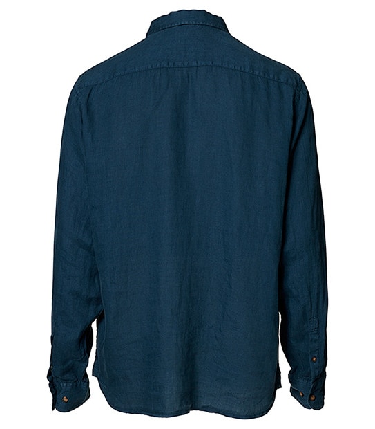 Men's Long Sleeve Linen Shirt - Navy