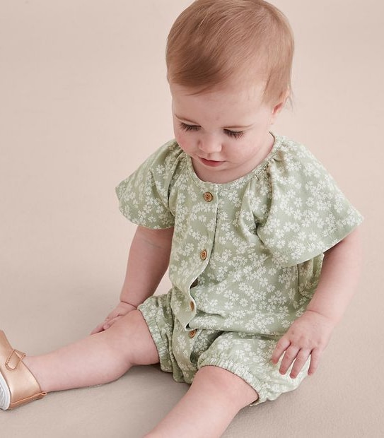 Baby Organic Cotton Jersey Floral Romper