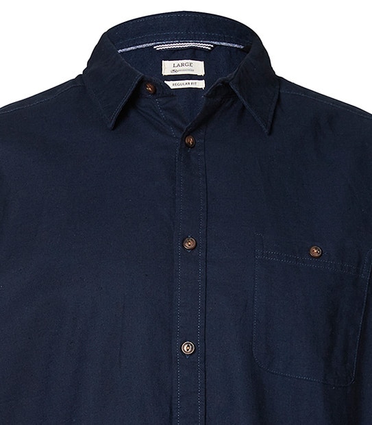 Men's Short Sleeve Linen Shirt - Navy