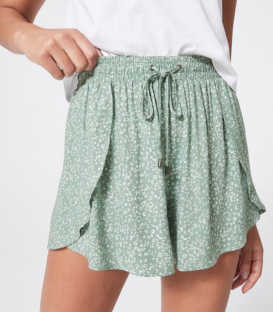 Lily Loves Wrap Shorts - Green Animal Print